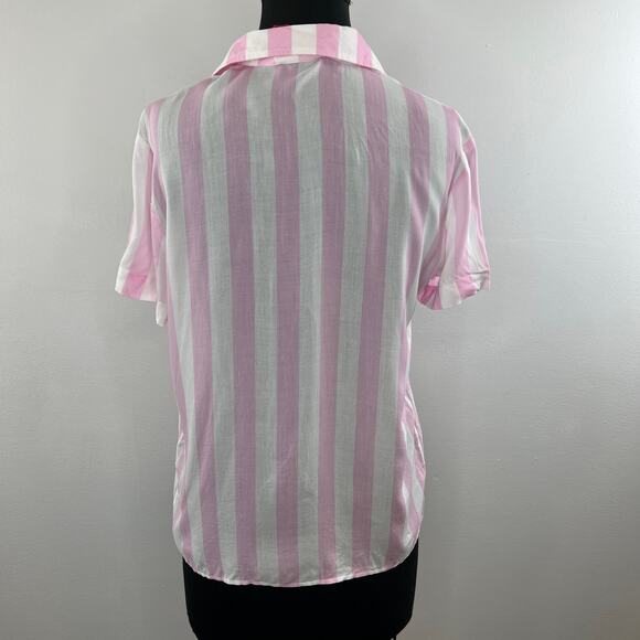 Solid & Striped NEW Button Shirt Pink White Stripes Collar Short Sleeves M NWT - Picture 4 of 8